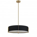 Preston 4 Light Incandescent Pendant, Aged Brass w/ Black Shade, PST-214P-AGB-BK