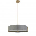 Preston 4 Light Incandescent Pendant, Aged Brass w/ Grey Shade, PST-214P-AGB-GRY