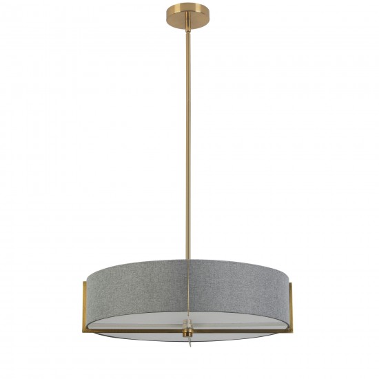 Preston 4 Light Incandescent Pendant, Aged Brass w/ Grey Shade, PST-214P-AGB-GRY