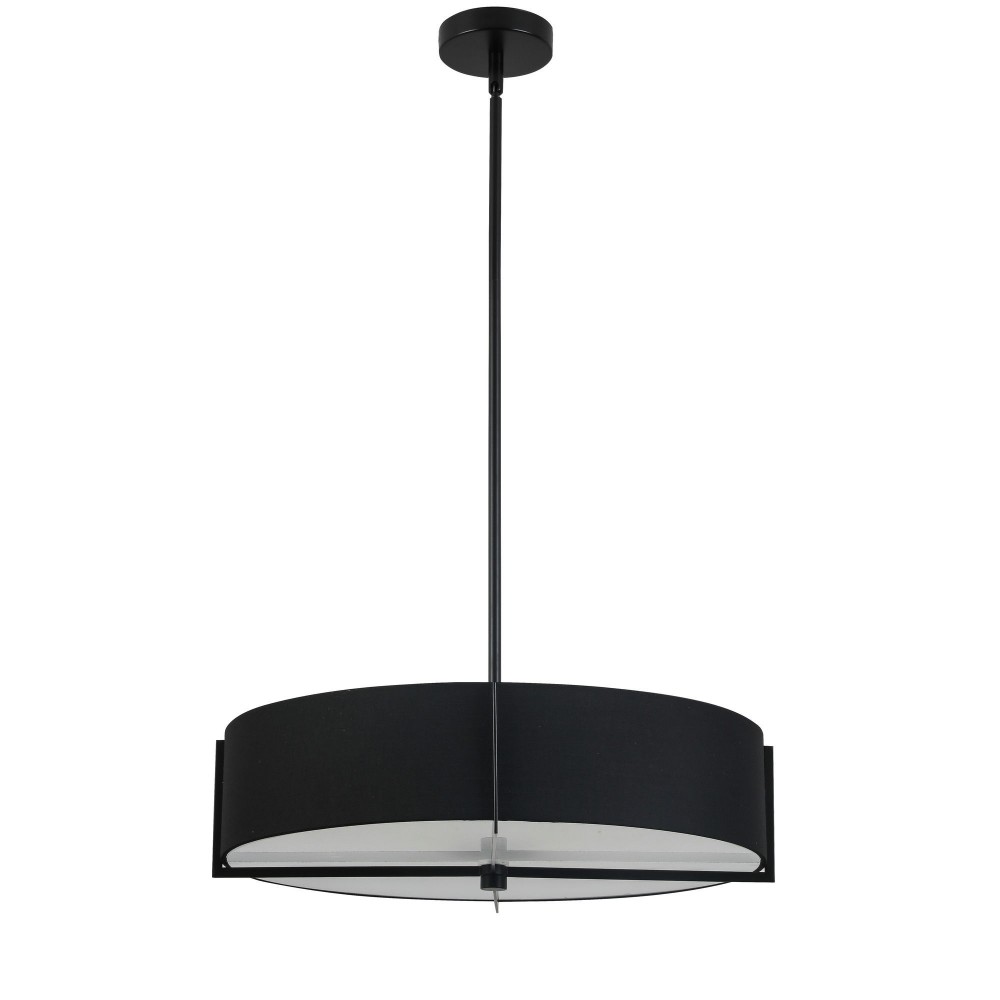 Preston 4 Light Incandescent Pendant, Matte Black w/ Black Shade, PST-214P-MB-BK