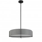 Preston 4 Light Incandescent Pendant, Matte Black w/ Grey Shade, PST-214P-MB-GRY