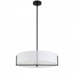 Preston 4 Light Incandescent Pendant, Matte Black w/ White Shade, PST-214P-MB-WH