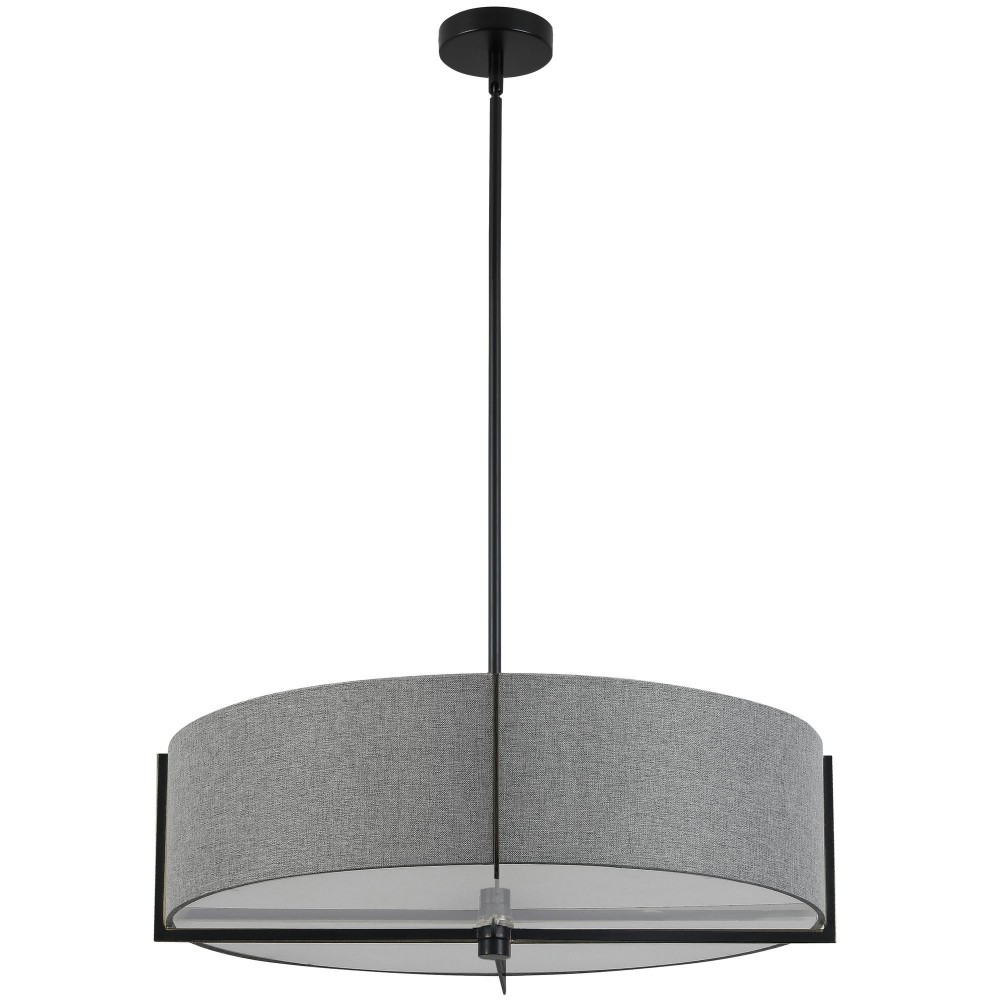 Preston 4 LT Incandescent Pendant, Matte Black w/ Grey Shade