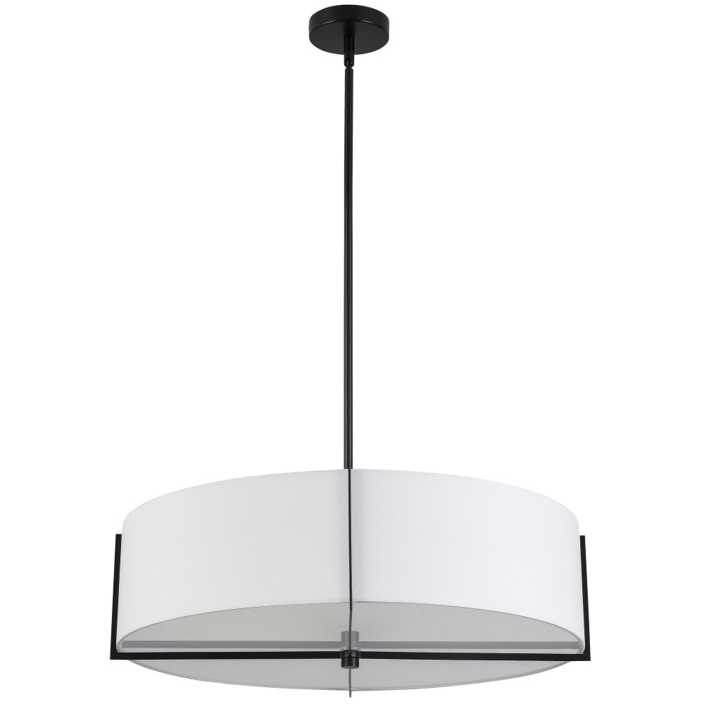 Preston 4 LT Incandescent Pendant, Matte Black w/ White Shade