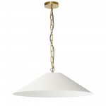 Incandescent Pendant, Aged Brass with Cream Shade, L