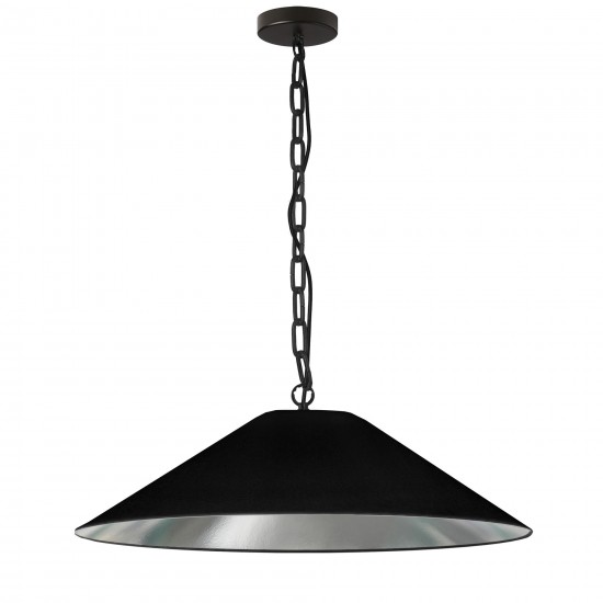 Presley Incandescent Pendant, Matte Black with Black / Silver Shade, L