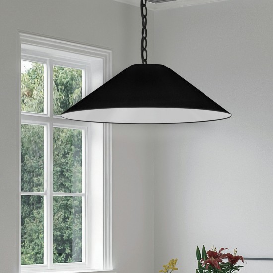 Presley Incandescent Pendant, Matte Black with Black Shade, L