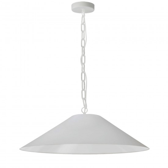 Presley Incandescent Pendant, Matte White with White Shade, L