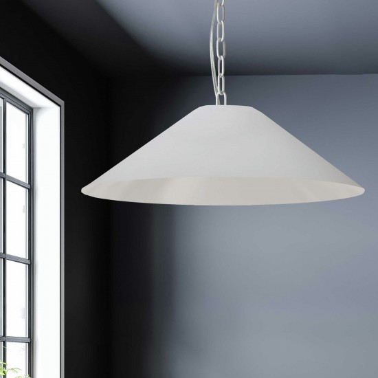 Presley Incandescent Pendant, Matte White with White Shade, L