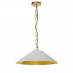 Incandescent Pendant, Aged Brass with White / Gold Shade, M