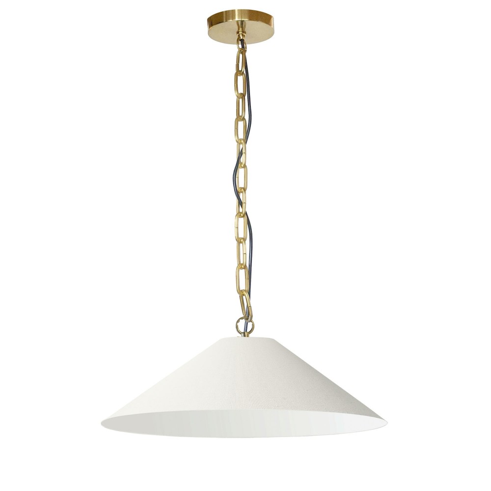 Incandescent Pendant, Aged Brass with Cream Shade, M