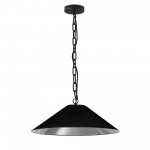 Presley Incandescent Pendant, Matte Black with Black / Silver Shade, M