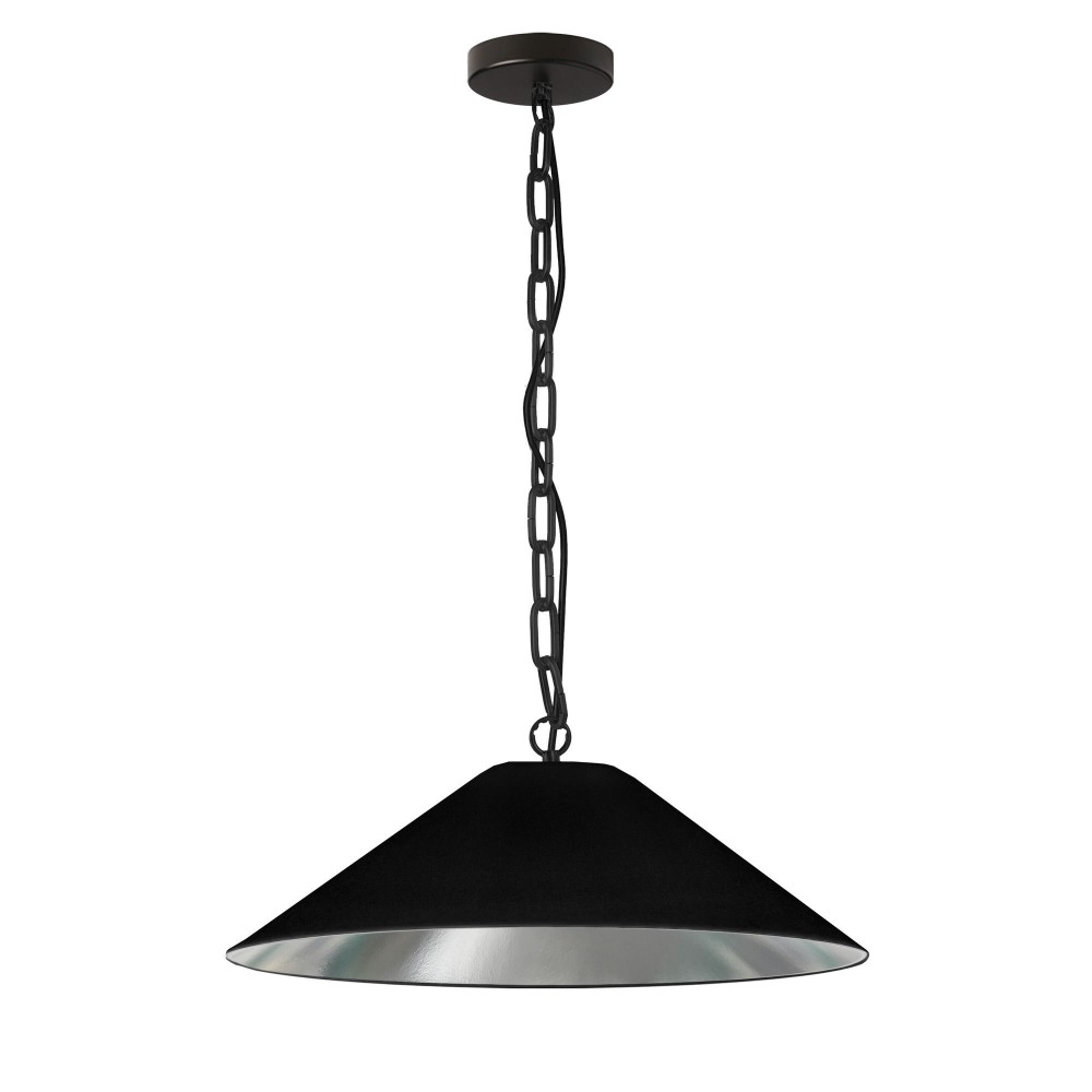 Presley Incandescent Pendant, Matte Black with Black / Silver Shade, M