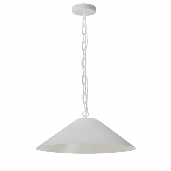 Presley Incandescent Pendant, Matte White with White Shade, M