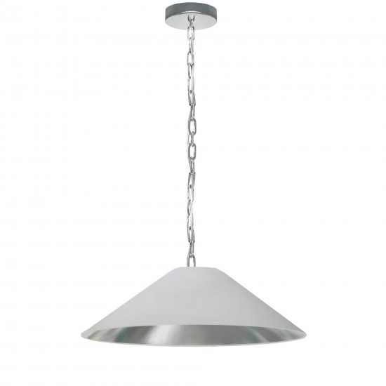 Presley Incandescent Pendant, Polished Chrome with White / Silver Shade, M