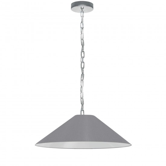 Presley Incandescent Pendant, Polished Chrome with Grey Shade, M