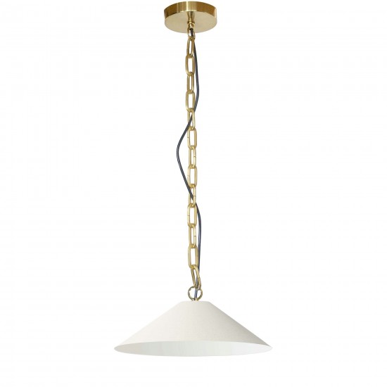 Incandescent Pendant, Aged Brass with Cream Shade, S