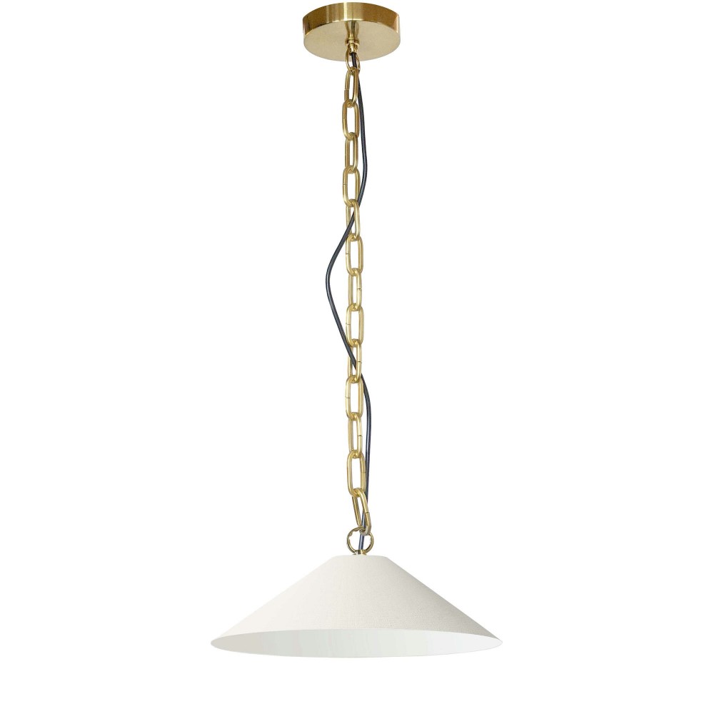 Incandescent Pendant, Aged Brass with Cream Shade, S