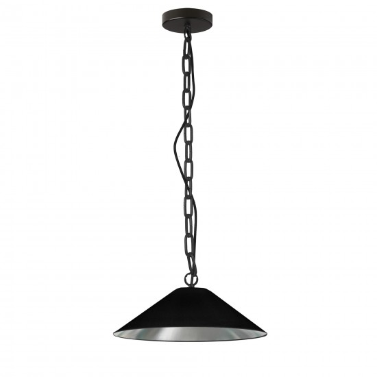 Presley Incandescent Pendant, Matte Black with Black / Silver Shade, S