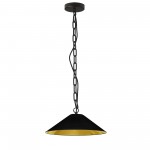 Presley Incandescent Pendant, Matte Black with Black / Gold Shade, S