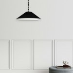 Presley Incandescent Pendant, Matte Black with Black Shade, S