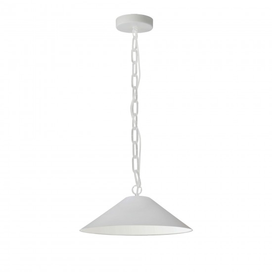 Presley Incandescent Pendant, Matte White with White Shade, S