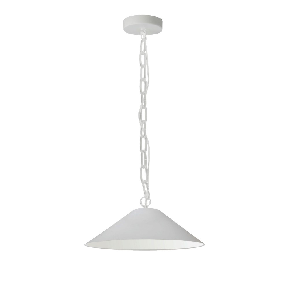 Presley Incandescent Pendant, Matte White with White Shade, S