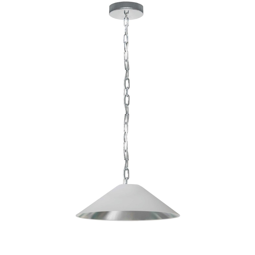 Presley Incandescent Pendant, Polished Chrome with White / Silver Shade, S