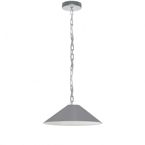 Presley Incandescent Pendant, Polished Chrome with Grey Shade, S