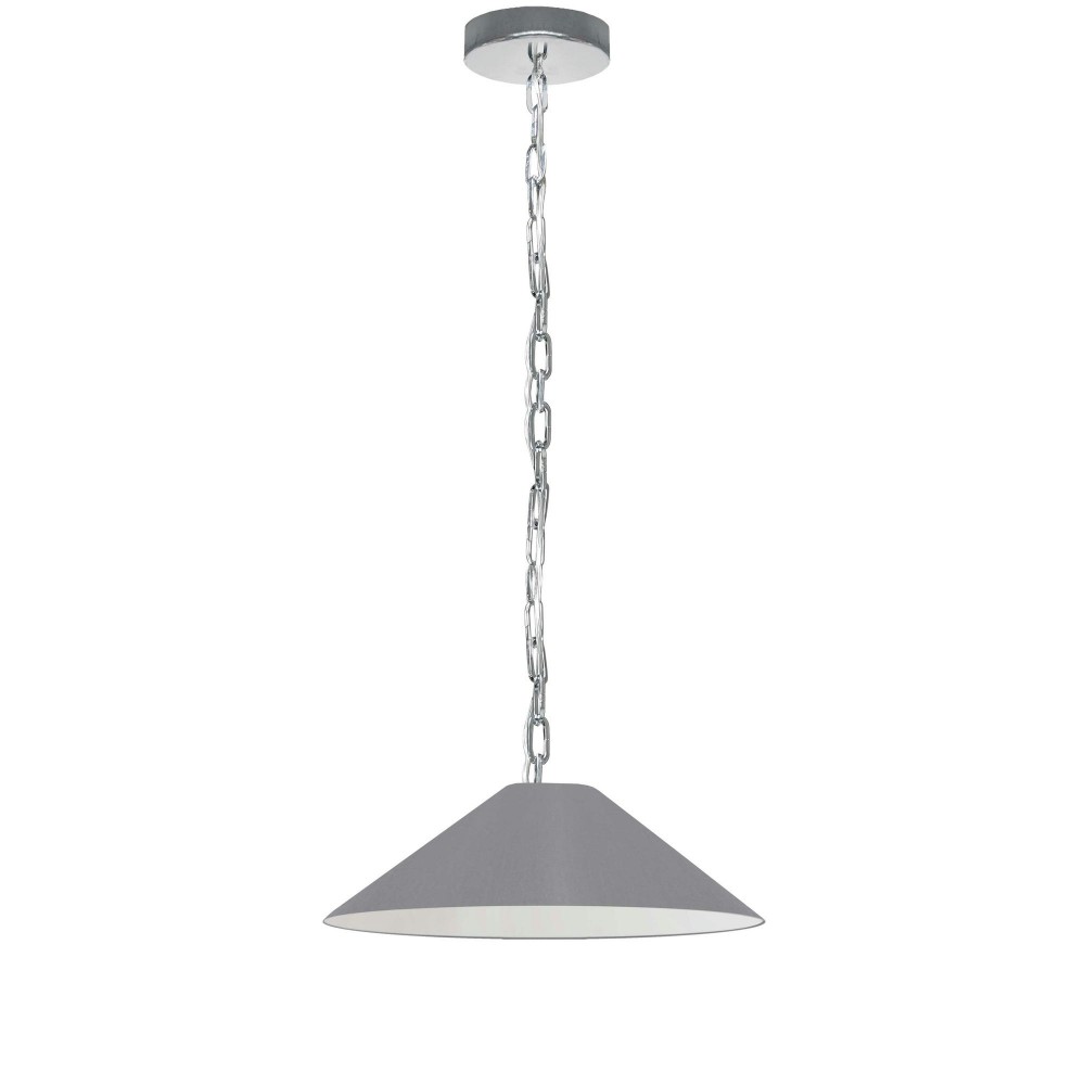 Presley Incandescent Pendant, Polished Chrome with Grey Shade, S