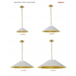 Incandescent Pendant, Aged Brass with White / Gold Shade, XL