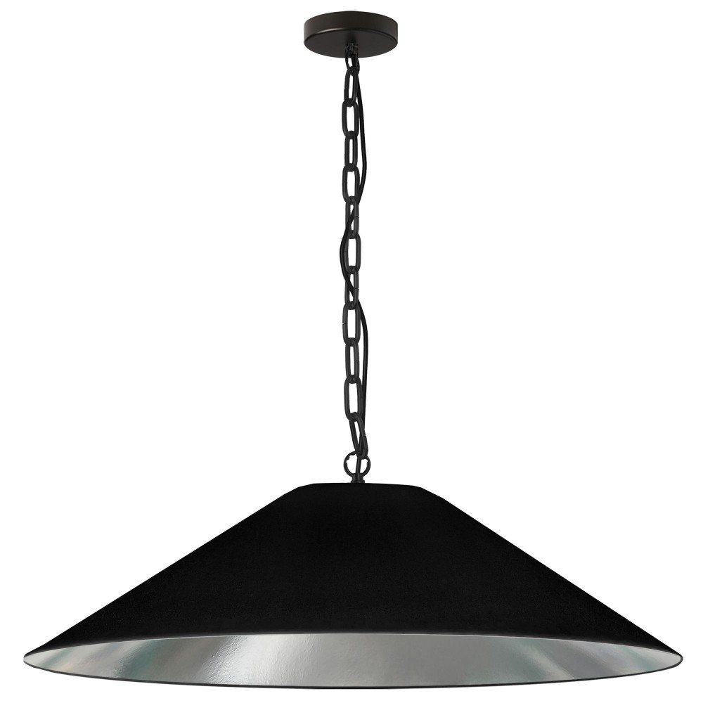 Presley Incandescent Pendant, Matte Black with Black / Silver Shade