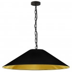 Presley Incandescent Pendant, Matte Black with Black / Gold Shade