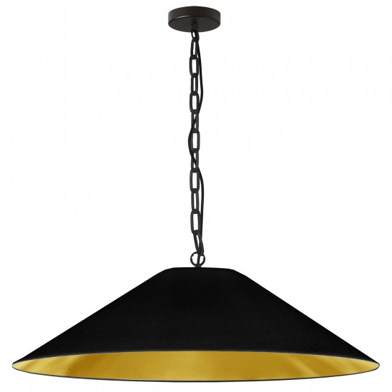 Presley Incandescent Pendant, Matte Black with Black / Gold Shade