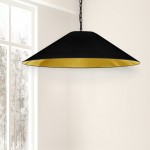 Presley Incandescent Pendant, Matte Black with Black / Gold Shade