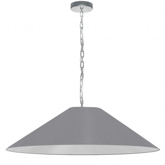 Presley Incandescent Pendant, Polished Chrome with Grey Shade