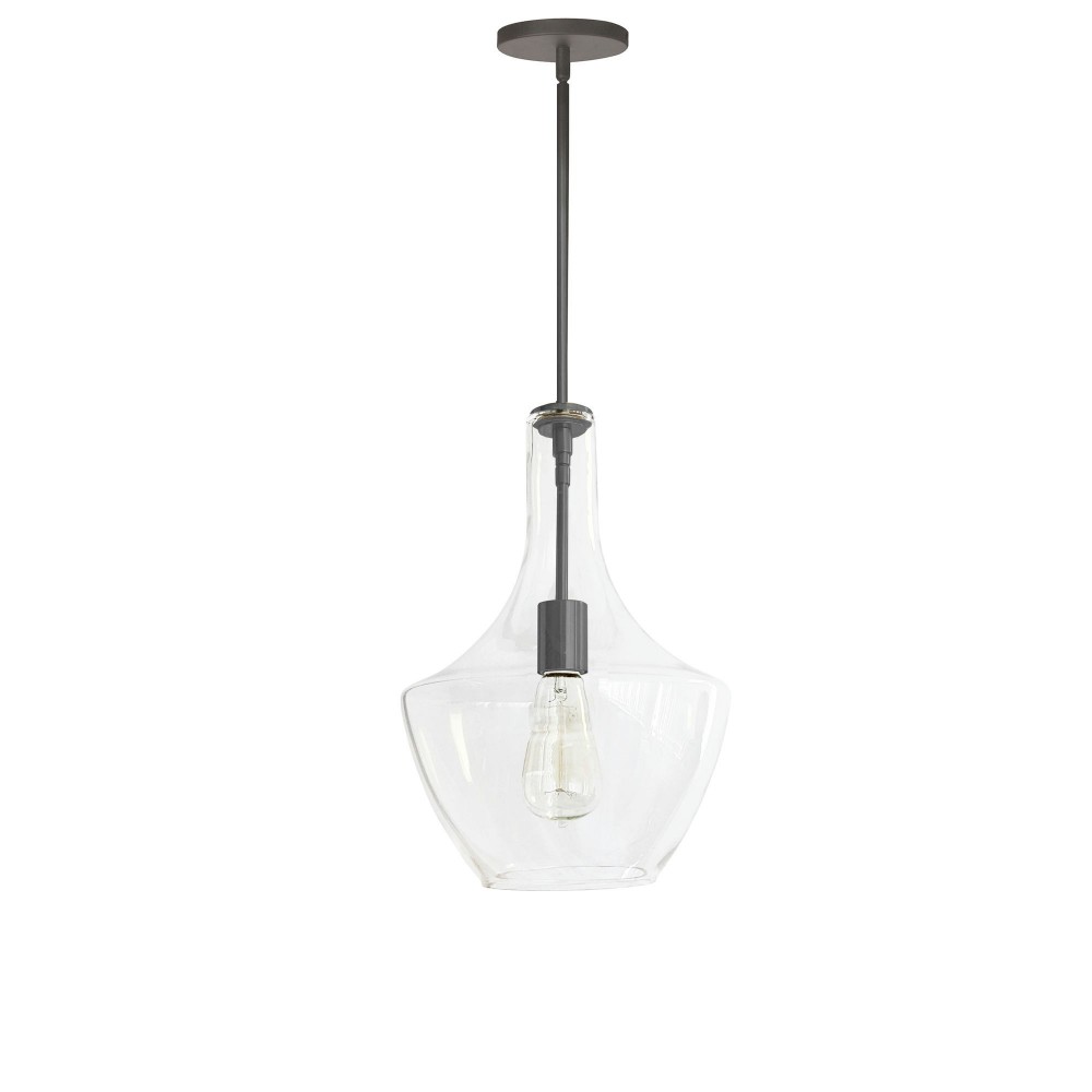 Petalite Incandescent Pendant, Matte Black with Clear Glass , PTL-101P-MB