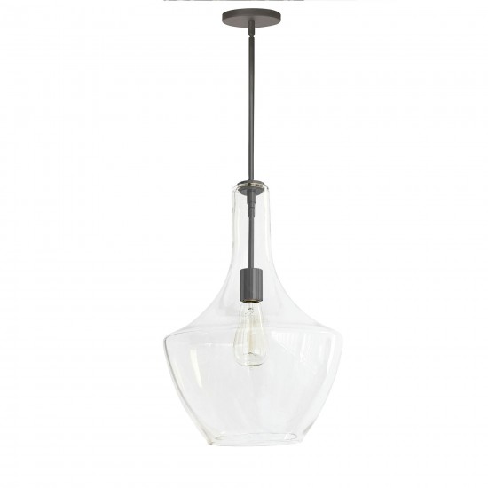 Petalite Incandescent Pendant, Matte Black with Clear Glass , PTL-121P-MB