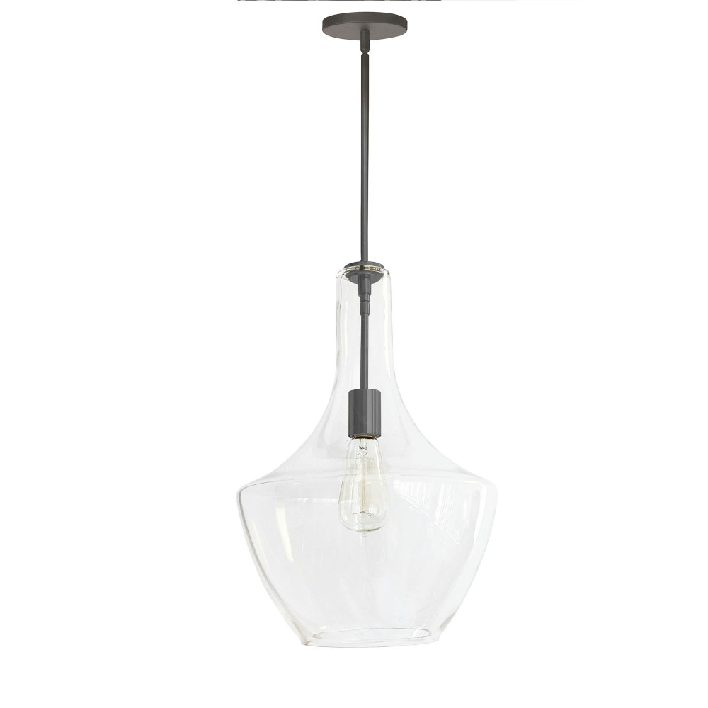 Petalite Incandescent Pendant, Matte Black with Clear Glass , PTL-121P-MB