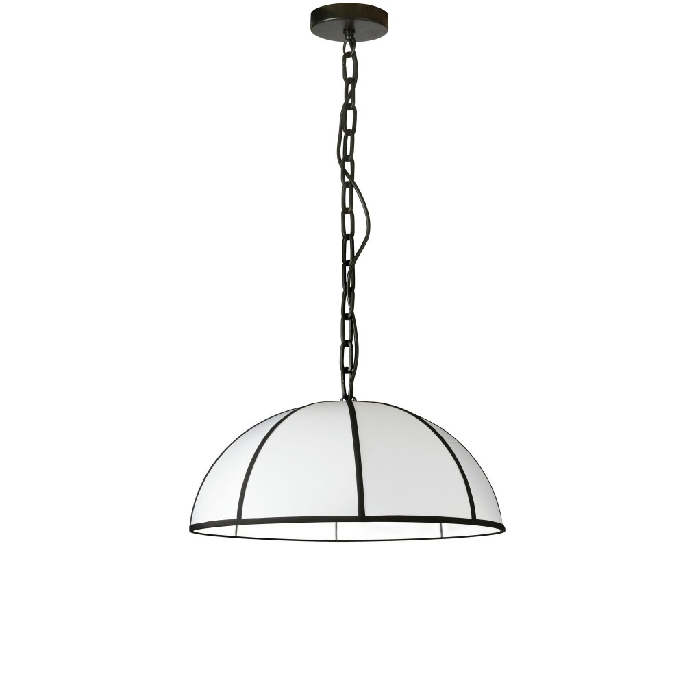 Portobello Incandescent Pendant, Matte Black w/ White Shade and Black Trim, S