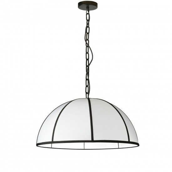 Portobello Incandescent Pendant, Matte Black w/ White Shade and Black Trim, M