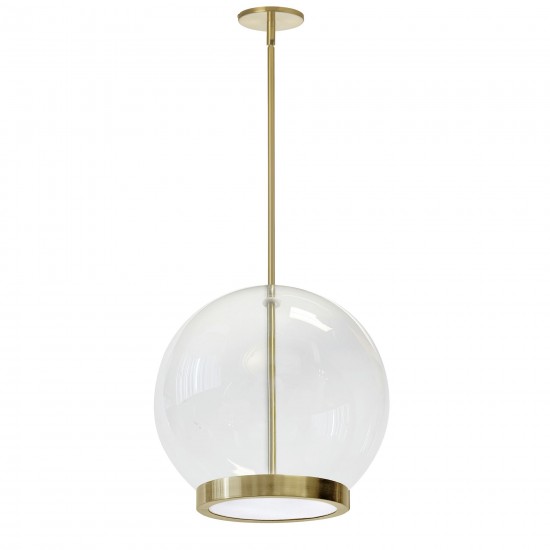 15W Pendant, Aged Brass with Clear Glass