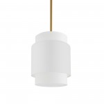 Priya Incandescent Pendant, Aged Brass with White Shade