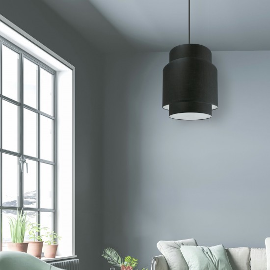 Priya Incandescent Pendant, Matte Black with Black Shade