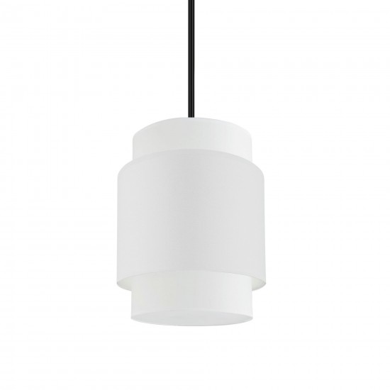 Priya Incandescent Pendant, Matte Black with White Shade