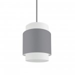 1 Light Incandescent Pendant, Polished Chrome with Grey / White Shade