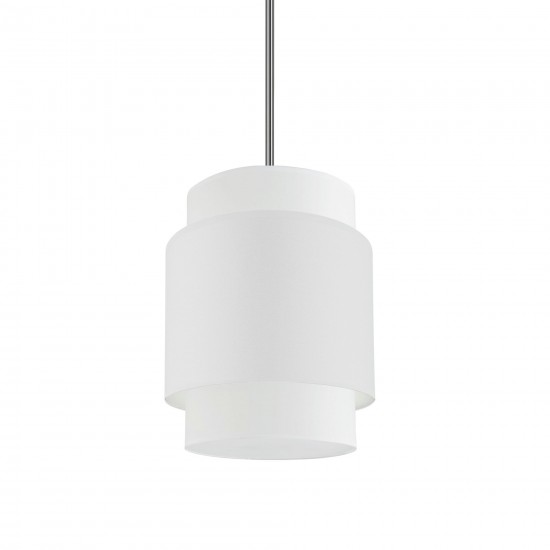 1 Light Incandescent Pendant, Polished Chrome with White Shade