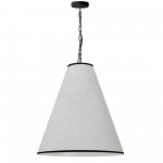 Prym Incandescent Pendant, Matte Black with White Shade and Black Trim, L