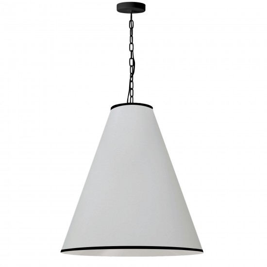 Prym Incandescent Pendant, Matte Black with White Shade and Black Trim, L