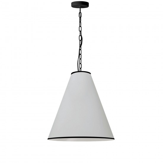 Prym Incandescent Pendant, Matte Black with White Shade and Black Trim, M